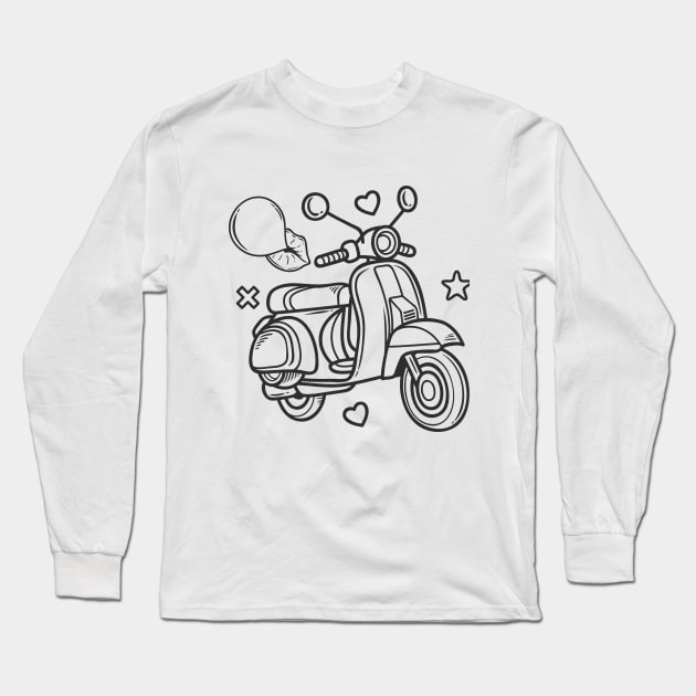Vespa Doodle Long Sleeve T-Shirt by launakey
